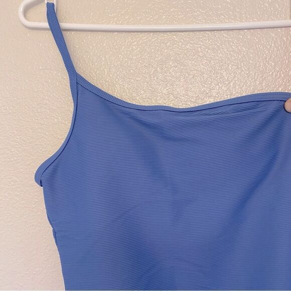 J. Crew Ribbed blue one strap one piece Swimsuit padded L 10 - Picture 11 of 11